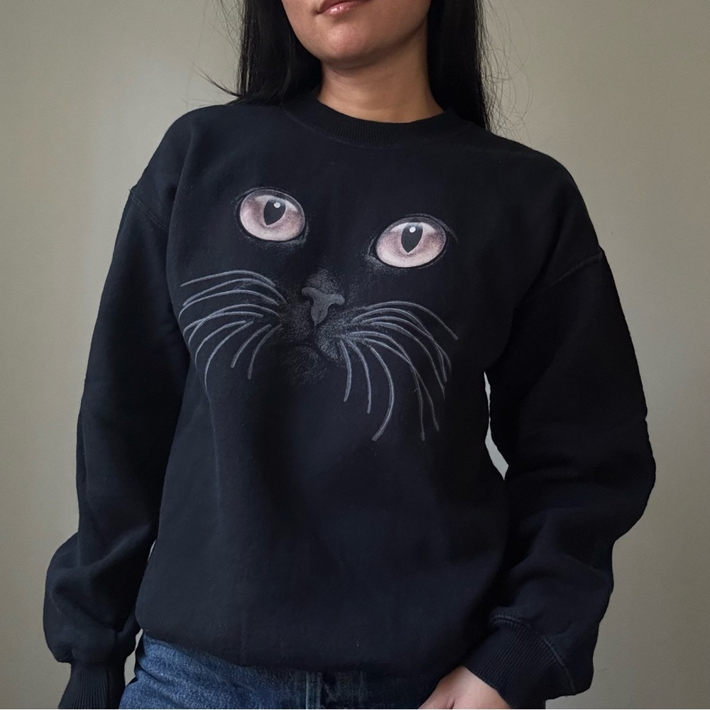 Cat Face Crew Neck Sweatshirt